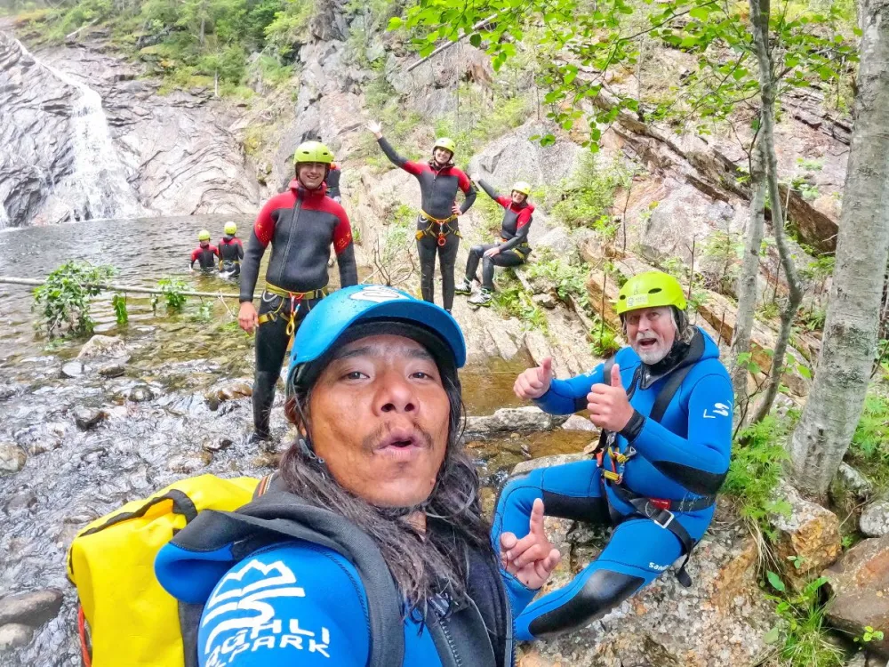 Canyoning with lunch - rappelling and sliding down pools, rapids and river gorges